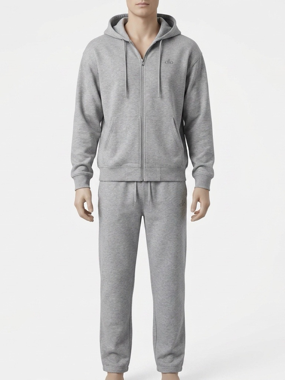 alo Grey Zip Hoodie & Joggers Set